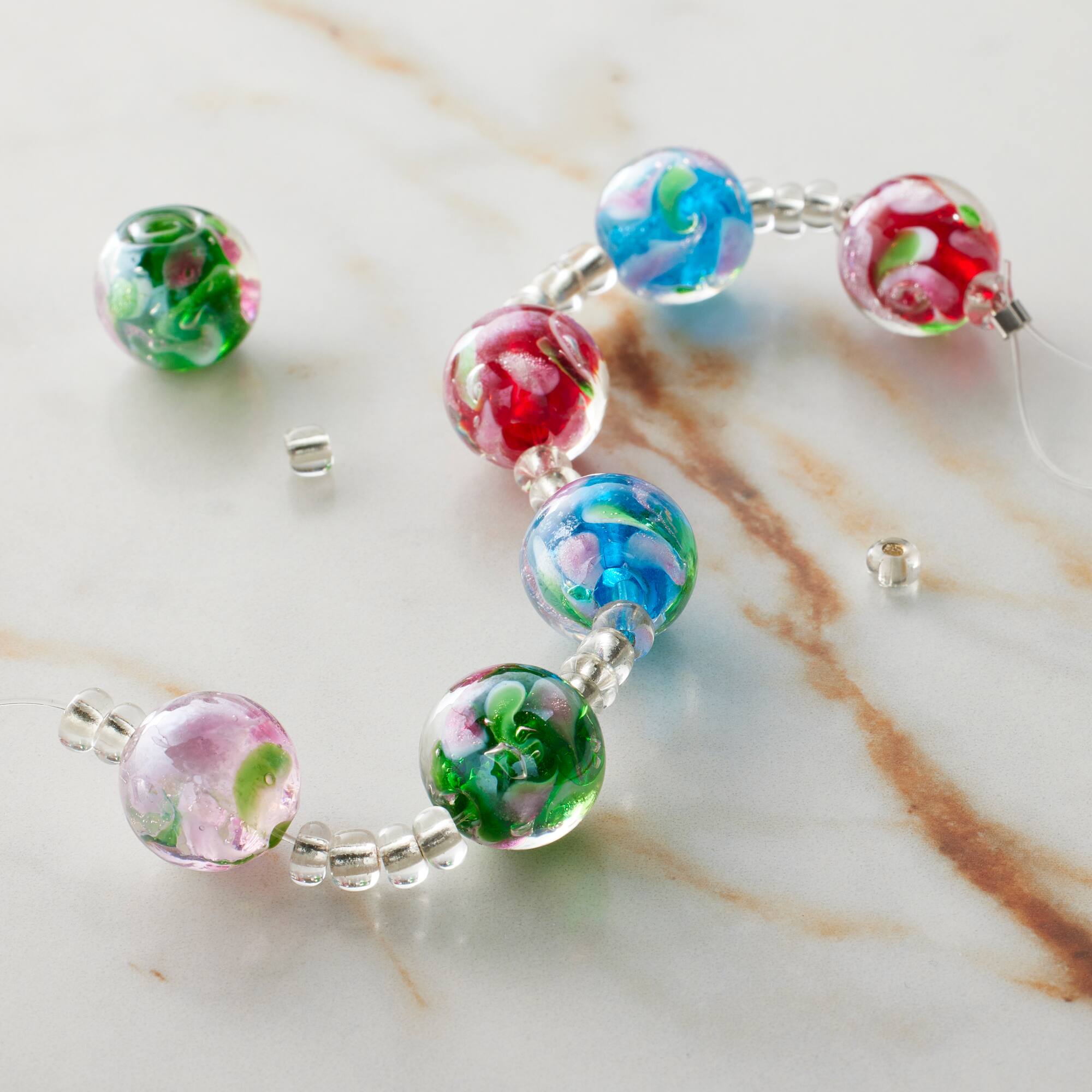 Swirl Round Lampwork Glass Bead Mix by Bead Landing™